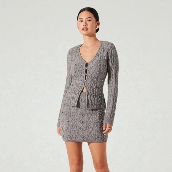 NWT ASTR Argyle Knit Wool Blend Cardigan Sweater - Picture 9 of 10